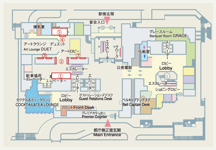 京王プラザホテルロビーギャラリー展示場所